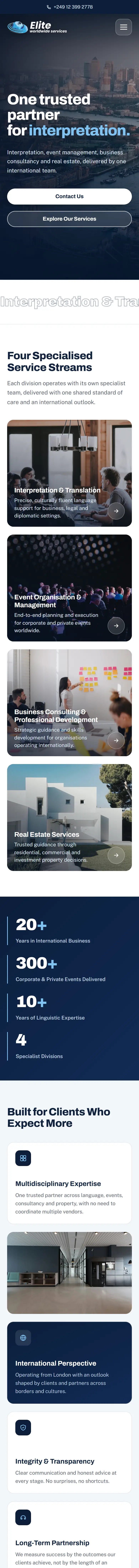 Elite Worldwide Services on a phone